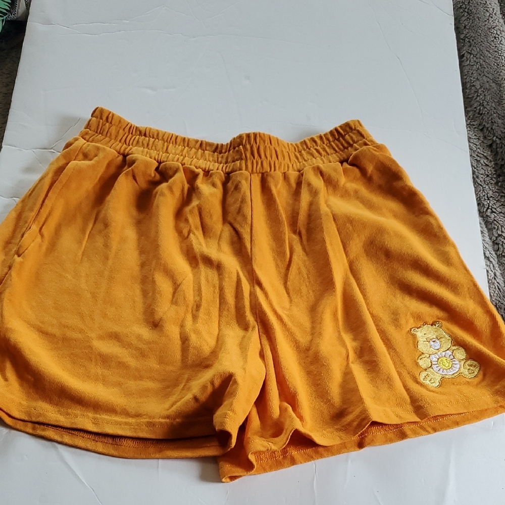 Orange Women's Shorts with Bear Embroidery